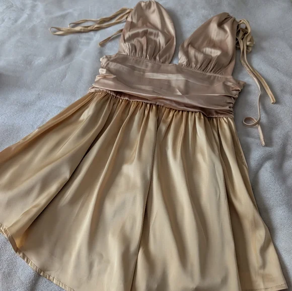 3/$30 Bnwt Gold Rushed Mini Mini Dress - Picture 7 of 13